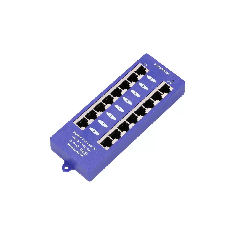 Iniektor PoE Extralink Gigabit 8 Portów 1000Mb/s RJ45 Tryb B