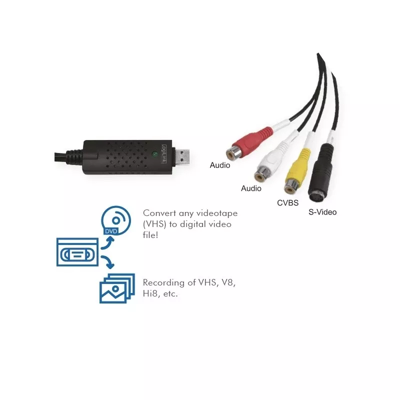 LogiLink USB 2.0 A/V Grabber. USB A/M na 3xCinch + MiniDIN5/F. Czarny