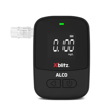 Ręczny elektrochemiczny tester alkoholu Xblitz ALCO — BAC 0–4%, dokładność 0,05%, LCD, 5 ustników, 2 baterie 1,5 V