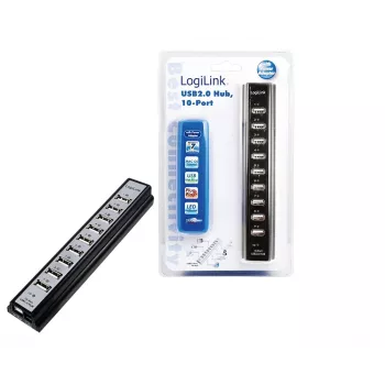 LogiLink UA0096 koncentrator interfejsów 480 Mbit/s Czarny
