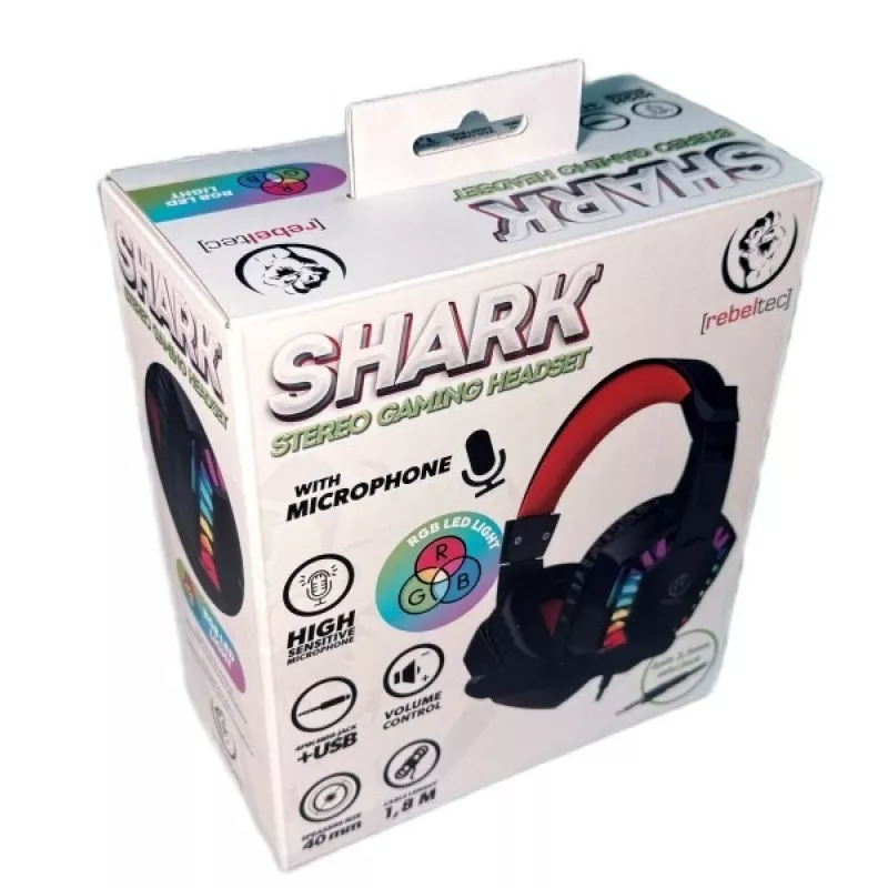 Słuchawki stereo Rebeltec z mikrofonem SHARK — przewodowe, nauszne