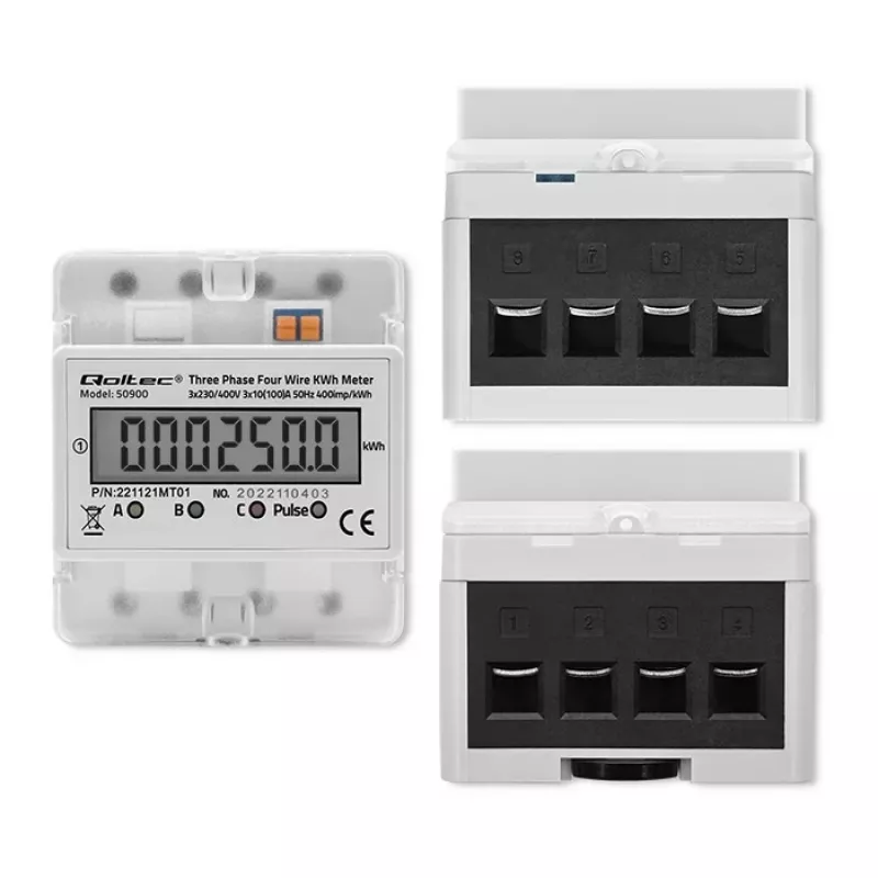 Trójfazowy elektroniczny licznik energii QOLTEC 50900 400V LCD 4P