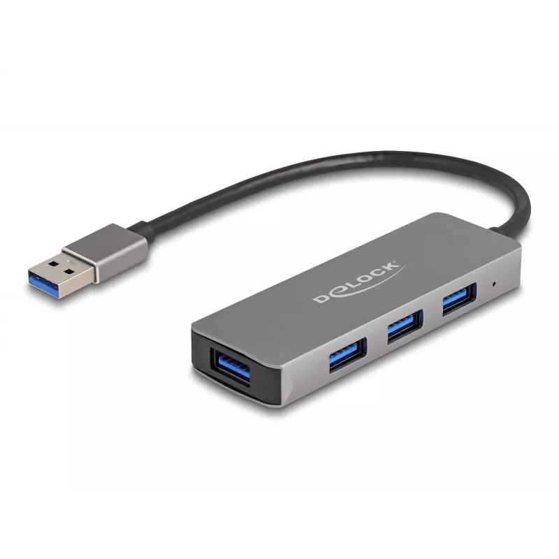 DeLOCK 63171 USB Hub 3.2 Gen 1 Type-A 5000 Mbit/s Szary