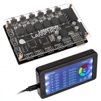 Kontroler wentylatorów i ARGB Lamptron LAMP‑RF625B, czarny — bezprzewodowe sterowanie wentylatorami PC i diodami RGB