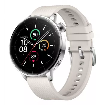 Smartwatch ONEPLUS OnePlus Watch 3 43 mm, 1,32-calowy AMOLED 466×466, tytan/srebrny, biały pasek gumowy, GPS, Wi‑Fi