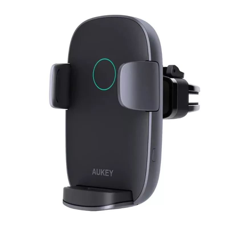 Uchwyt samochodowy do telefonu z ładowaniem bezprzewodowym Aukey HD-C52 — regulowany kąt nachylenia, kompatybilny z Qi