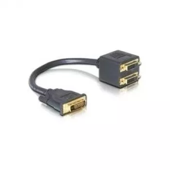 Adapter DVI DeLOCK DVI25 M na 2x DVI25 Ż 0.2 m Czarny