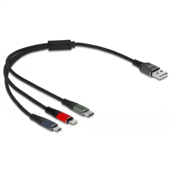 Kabel ładujący USB DeLOCK 3 w 1 Type-A do Lightning Micro USB USB Type-C 30 cm