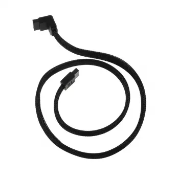 Kabel SilverStone SATA III 50 cm kątowy / prosty - w oplocie, czarny