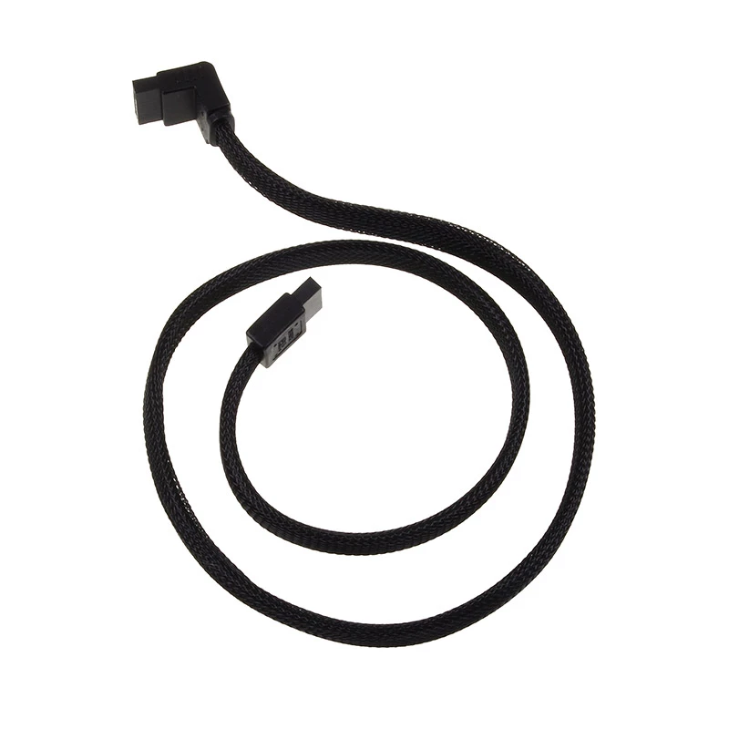 Kabel SilverStone SATA III 50 cm kątowy / prosty - w oplocie, czarny