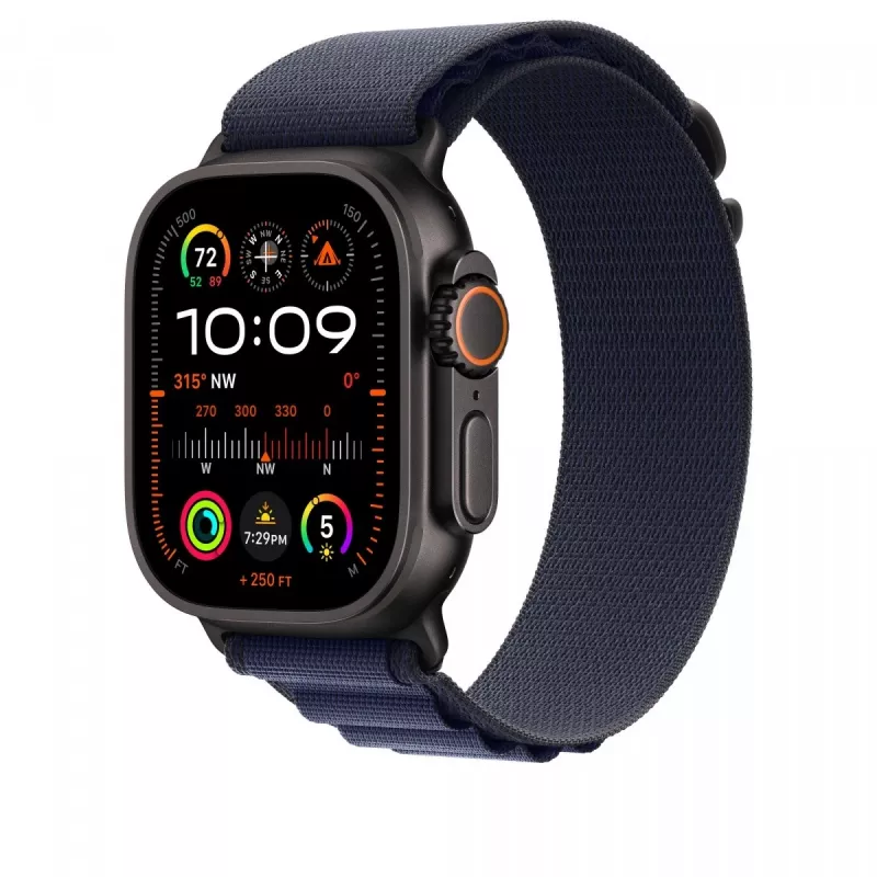 Apple 49 mm granatowa Alpine Loop - mały - wykończenie z czarnego tytanu