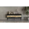 Szafka TV cama meble INSERTO 3D 143,5x40x61,5 cm czarna z LED, blat z płyty wiórowej