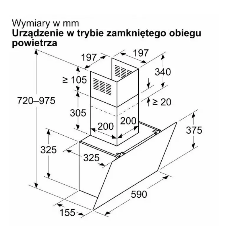 Okap ścienny Bosch DWK65DK20, 590×325×690 mm, 550 m³/h, 3 biegi, 62 dB, biały, aluminiowy filtr przeciwtłuszczowy