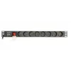 Listwa zasilająca Gembird EG-PDU-014-FC14, 8 gniazd AC, wejście C14, kabel 3 m, obudowa aluminiowa 1U, 10 A, 3680 W