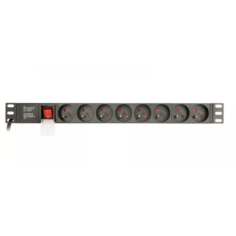 Listwa zasilająca Gembird EG-PDU-014-FC14, 8 gniazd AC, wejście C14, kabel 3 m, obudowa aluminiowa 1U, 10 A, 3680 W