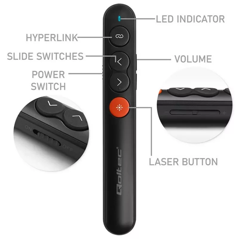 Prezenter laserowy 4w1 USB 3.0 2,4 GHz 30 m