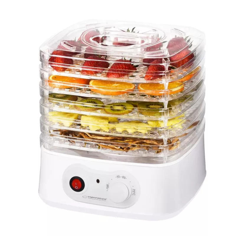 Suszarka do żywności Esperanza EKD004, przezroczysta, biała, 250 W