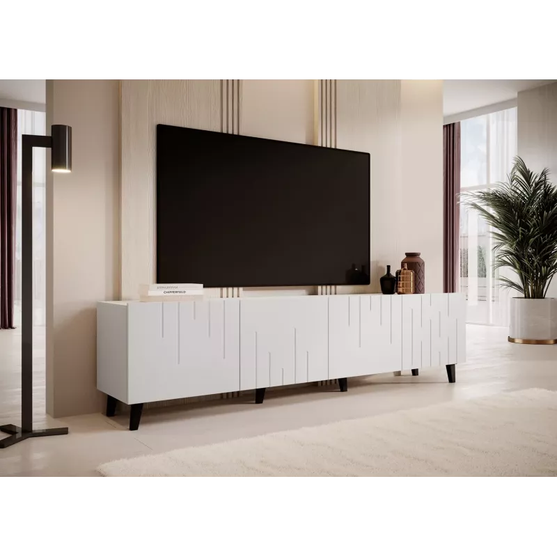 Szafka RTV cama meble BARI 200x42x52 biały mat — 200×42×52 cm