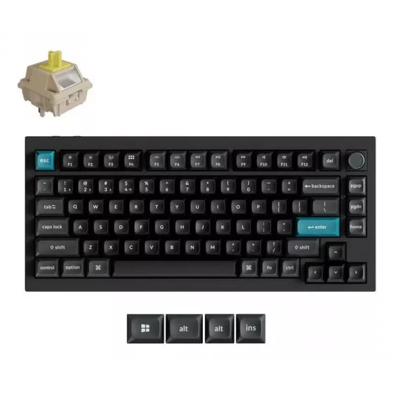Klawiatura mechaniczna Keychron Q1 Ultra 8K — format 75%, USB + RF bezprzewodowa + Bluetooth, RGB LED, czarna
