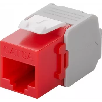 Wentronic Goobay CAT 6a KeyStone RJ45 Jack, nieekranowany, 500 MHz, czerwono-biały (90689)