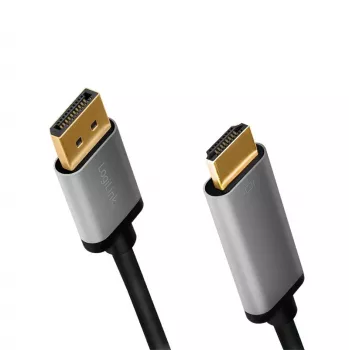 LogiLink CDA0107 adapter kabla wideo 2 m DisplayPort HDMI Szary Czarny