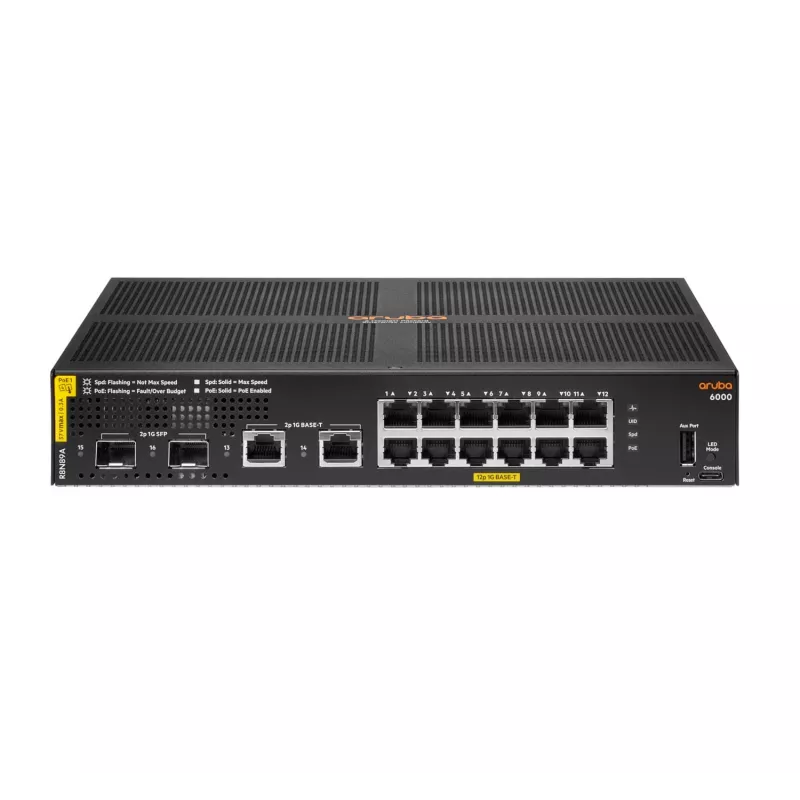 HPE Aruba Networking Aruba 6000 12G Class4 PoE 2G/2SFP 139W Managed L3
