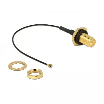 Kabel koncentryczny DeLOCK 12464 0,1 m RP-SMA MHF IV HSC MXHP32 czarny