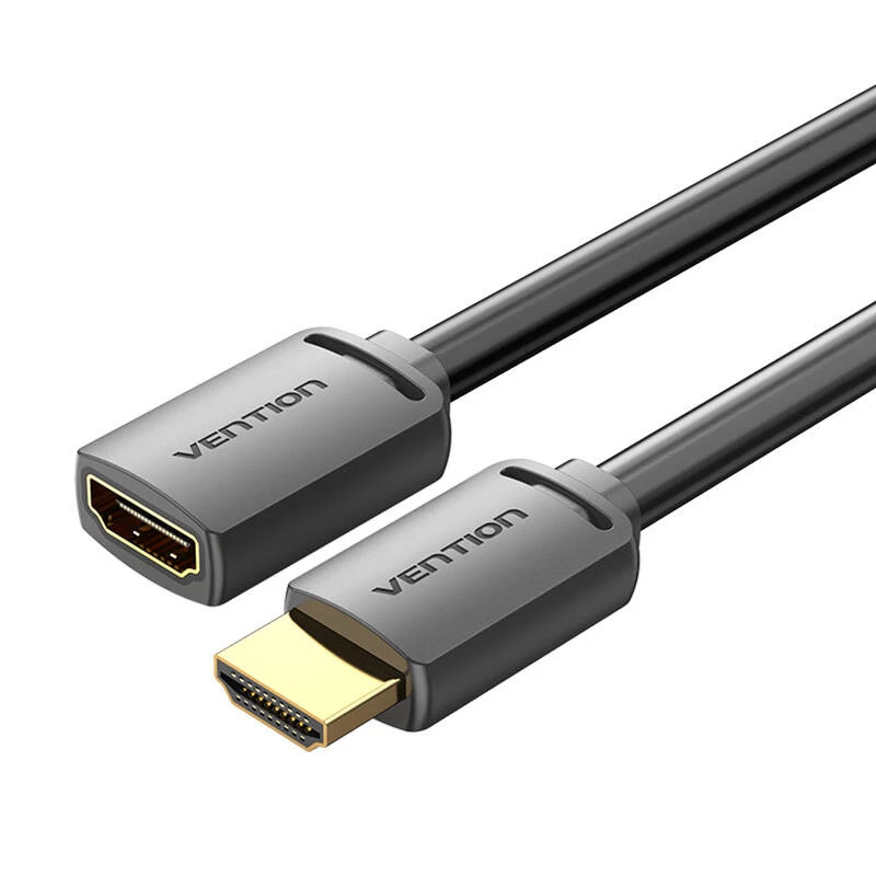 Kabel HDMI Vention AHCBD 0,5 m, wtyk HDMI Typ A męski na gniazdo HDMI Typ A żeński, HDMI 2.0, pozłacane styki, czarny