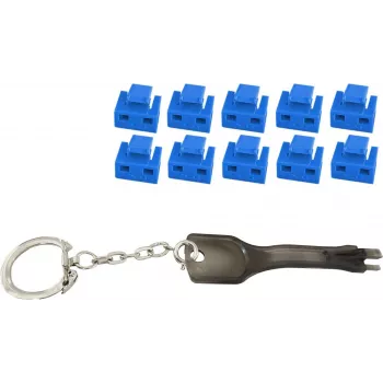 Blokada portu RJ45 ShiverPeaks BS08-01034 — 1 klucz, 10 niebieskich blokad