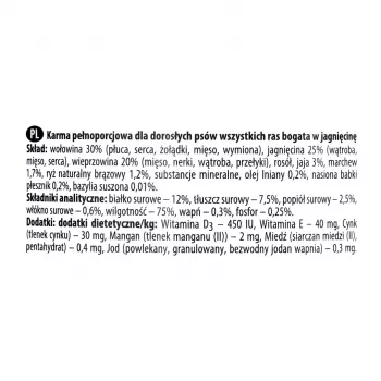 Mokra karma dla psa dolina noteci Premium Rich in lamb 400 g — kompletna karma w puszce dla dorosłych psów, 75% wilgotności, 12% białka