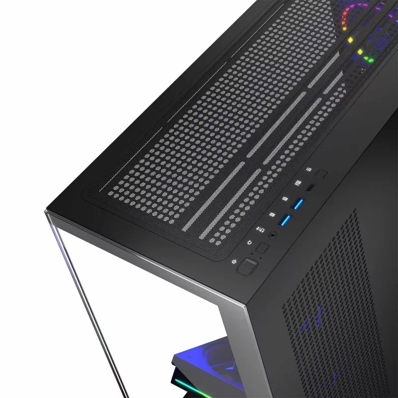 Obudowa PC MODECOM Volcano Stellar 5F ATX Midi Tower, szkło hartowane, 5 fabrycznie zamontowanych wentylatorów, USB‑C, obsługuje microATX/ATX, maks. GPU 420 mm, wysokość chłodzenia CPU 175 mm
