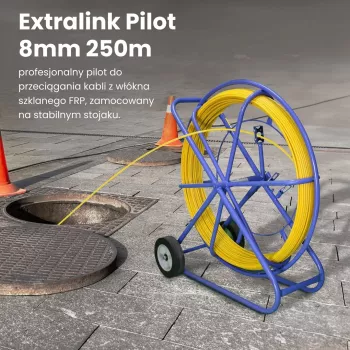 Pilot do przeciągania kabli Extralink EX.30905 pręt z włókna szklanego FRP 8 mm, 250 m, żółty