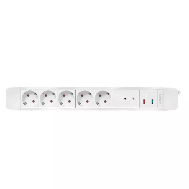 LogiLink LPS402 Przedłużacz zasilający 1,5 m 5 gniazd AC Wewnętrzny Biały