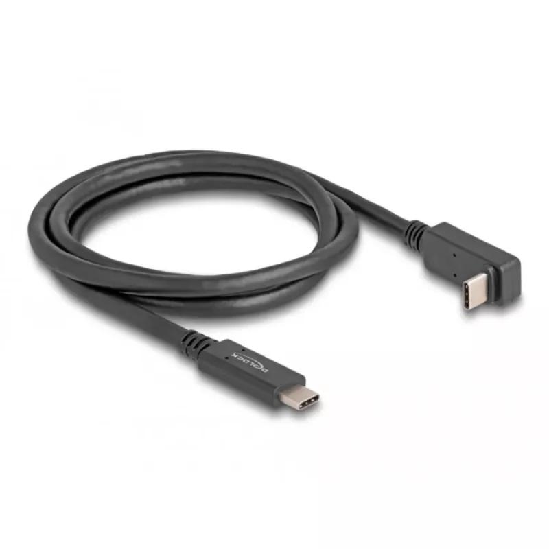 Delock - Kabel USB - 24-pin USB-C (M) do 24-pin USB-C (M) kątowe - USB 3,2 Gen 2 - 3 A - 1,0 m - USB Power Delivery (60W), obsługa 4K 144 Hz (3840 x 2160), do 10 Gb/s transmisji danych