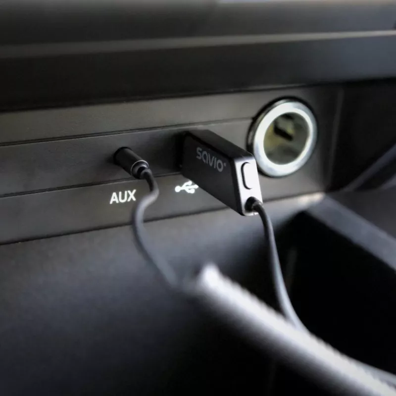 Adapter AUX Savio TR-16 z funkcją głośnomówiącą, Bluetooth 5.3, Google Assistant/Siri