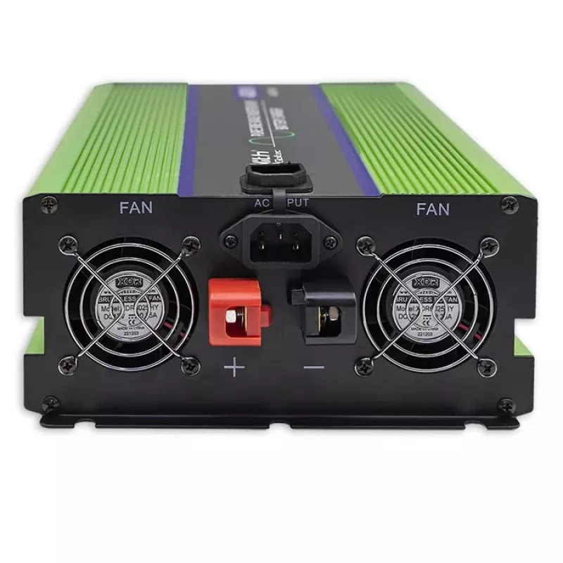 Qoltec Monolith Przetwornica napięcia | Ładowanie akumulatora | UPS | 2000W | 4000W | 12V na 230V | Czysty sinus | LCD czarno-zielony