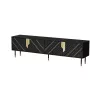Szafka RTV cama meble Cama 4D MOUNTAIN 2040×400×550 mm czarna + złote wykończenie, blat z płyty wiórowej
