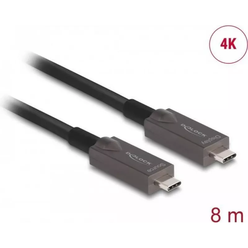 DeLOCK Active Optical USB-C Video + Data + PD kabel 8 m Czarny
