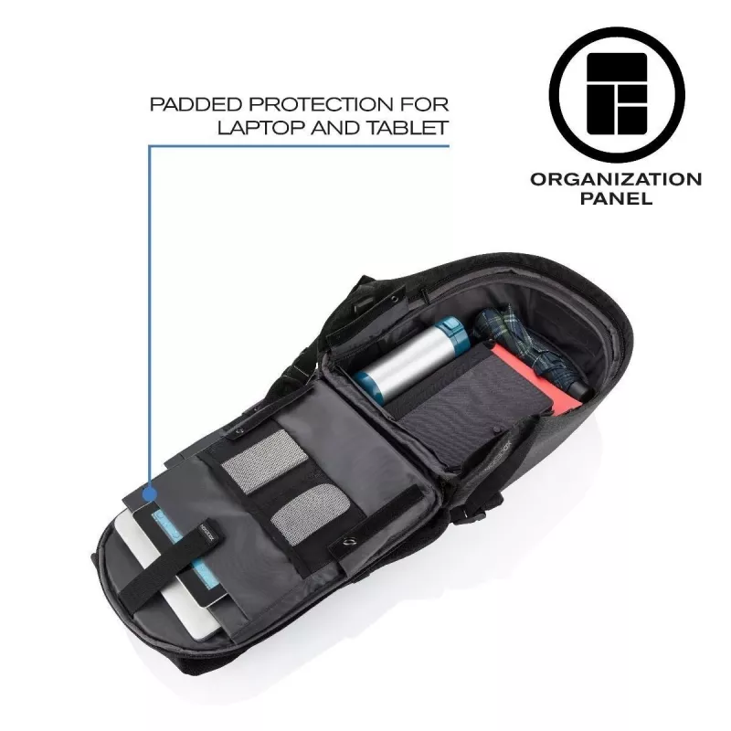 Plecak XDDESIGN Bobby Hero XL — 21,5 l, mieści laptop 17 cali, kieszeń na tablet, panel organizacyjny, czarny