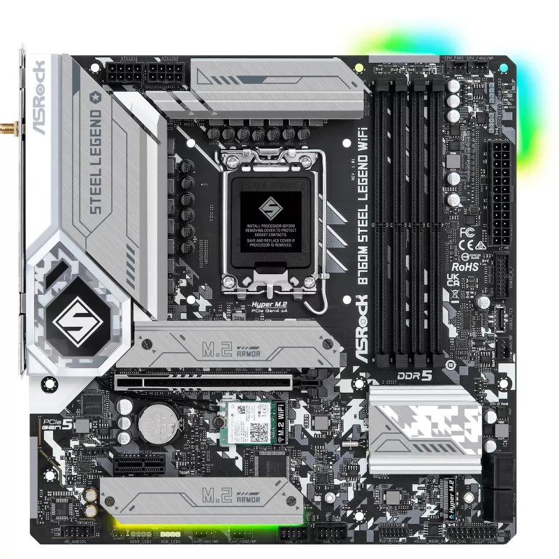 Płyta główna ASRock B760M Steel Legend WiFi — Intel B760, LGA 1700, micro ATX, DDR5, 4 DIMM, 128GB, Wi‑Fi 6E, LAN 2.5Gb