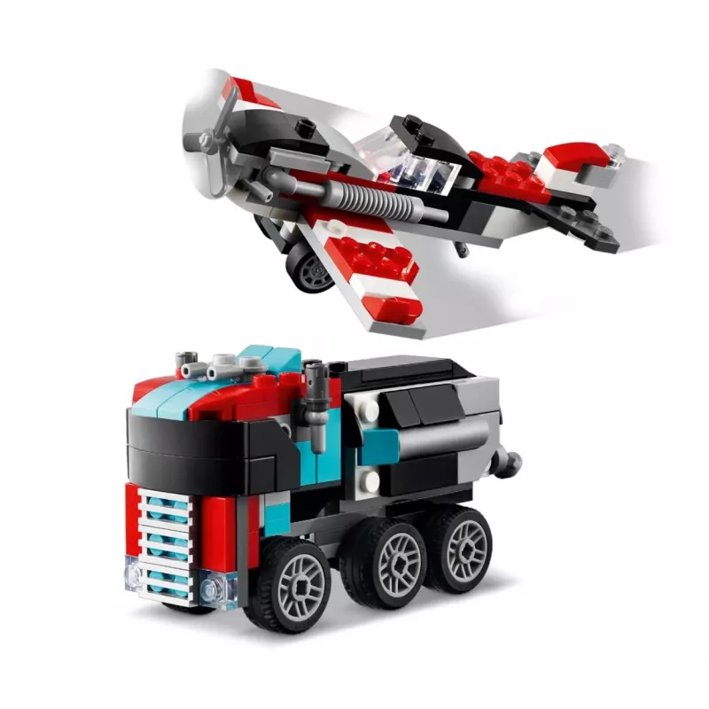 Zestaw LEGO Creator 2-w-1 Ciężarówka z platformą i śmigłowiec 31146, konwertowalna konstrukcja dla dzieci