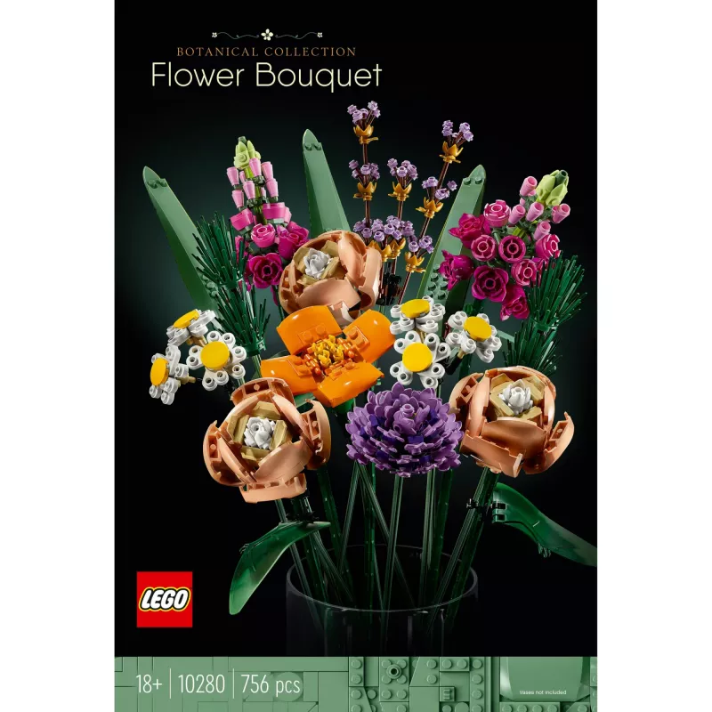 LEGO 10280 Icons Bukiet Kwiatów Sztuczne Kwiaty Zestaw dla Dorosłych Dekoracyjne Akcesoria Domowe Pomysł na Prezent dla Kobiet Mężczyzn Dla Niej i Dla Niego Żony lub Męża