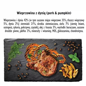 Sucha karma dla psów PAKA ZWIERZAKA Wieprzowina z Dynią L 9 kg — karma dla psów dorosłych, jednobiałkowa, 29% białka, 15% tłuszczu