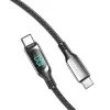 Vention bawełniany pleciony kabel USB 2.0 C męski na C męski 5A z wyświetlaczem LED 1,2 m czarny stop cynku typ