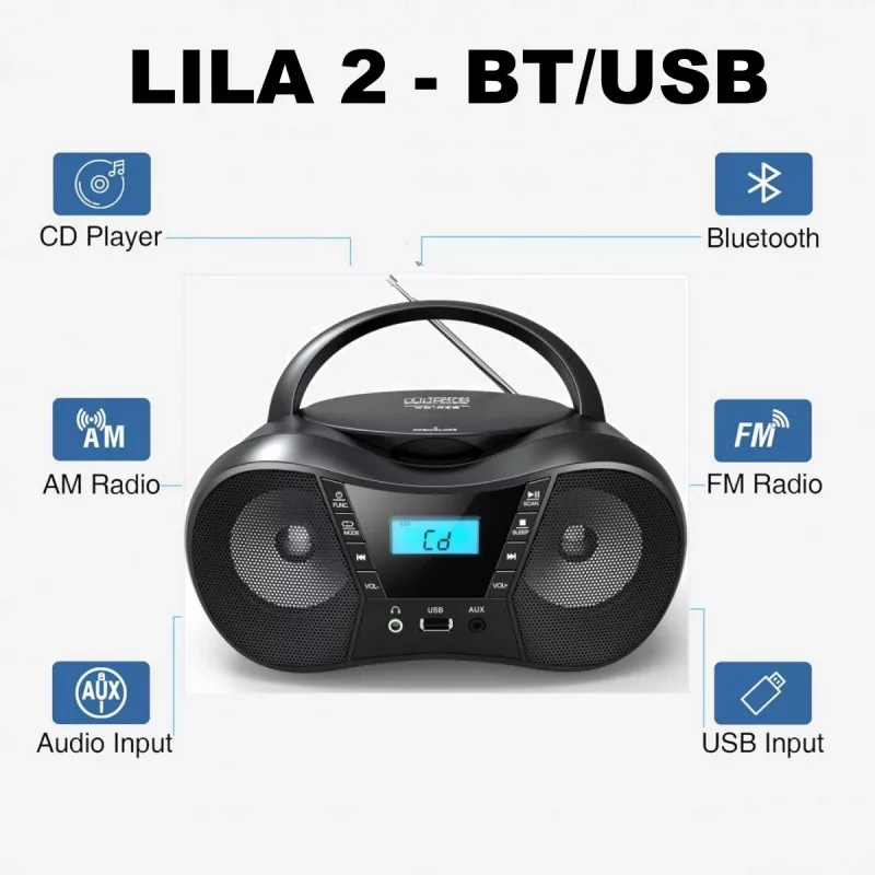Odtwarzacz radiowy CD LILA2 USB/BT różowy