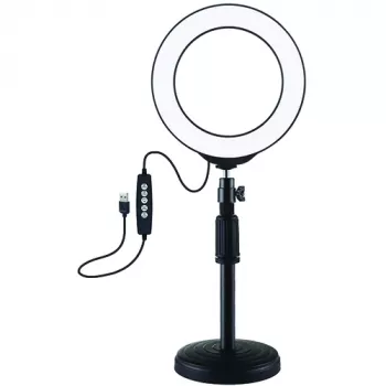 Pierścieniowe światło LED 16 cm ze statywem do 33 cm, USB, RGBW