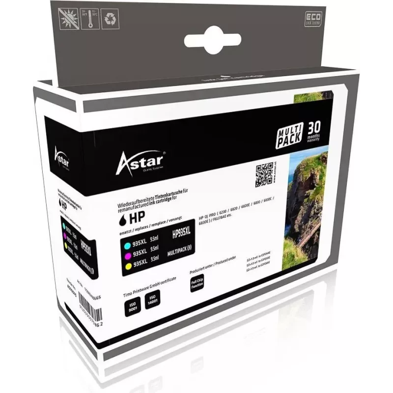 ASTAR AS70075 HP OJ PRO 6230 TINTE (3) F6U78AE / HP935XL 3x825Seiten hohe Kap. (AS70075)