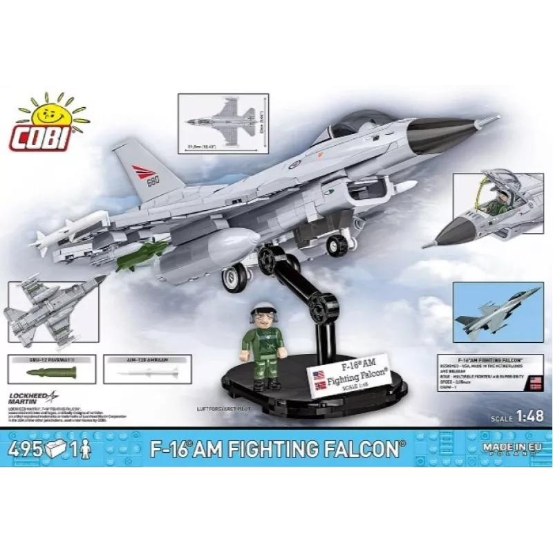 Cobi Zestaw konstrukcyjny F-16AM Fighting Falcon, 495 elementów, model w skali