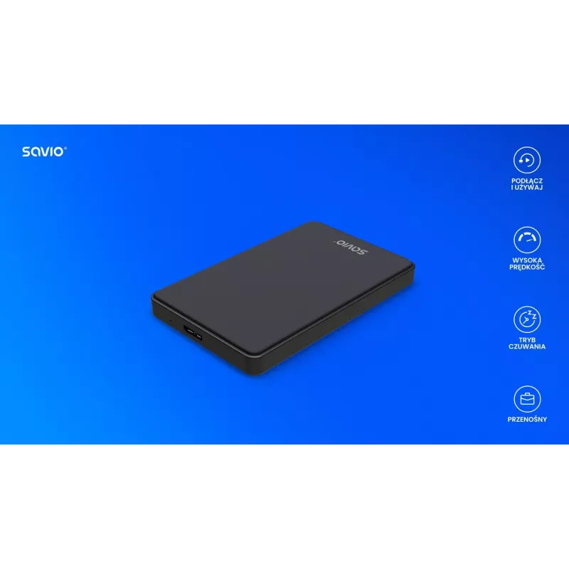 Obudowa HDD/SSD SAVIO AK-65 Czarna 2,5 cala SATA USB 3.0 5 Gbit/s Micro-USB