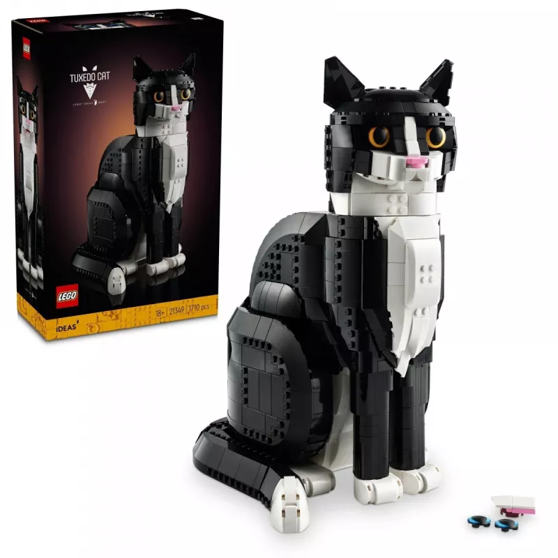 LEGO set Ideas 21349 Tuxedo Cat zestaw konstrukcyjny — kolekcjonerski model z klocków, element dekoracyjny